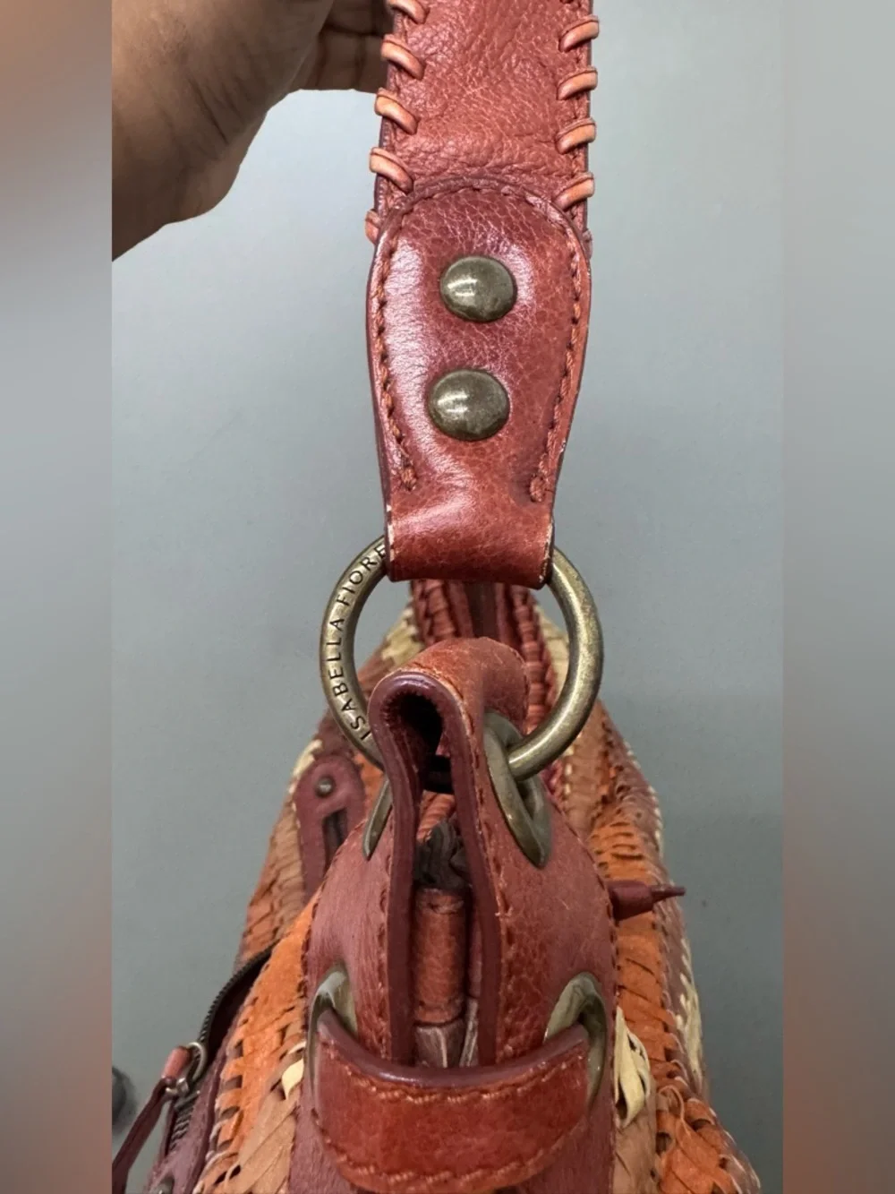 Isabella Fiore Vintage Brown Leather Boho Hobo Bag Handbag Shoulder Bag